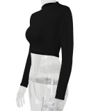 Sexy Long Sleeve Solid Color Tops YMYF-8861