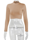 Sexy Long Sleeve Solid Color Tops YMYF-8861