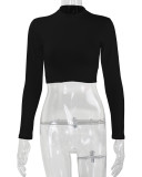 Sexy Long Sleeve Solid Color Tops YMYF-8861