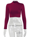 Sexy Long Sleeve Solid Color Tops YMYF-8861