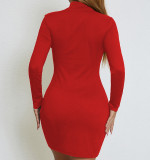 Long Sleeve Hollow Out Mini Dress YMYF-9228