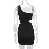 Single Shoulder Hollow Out Mini Dress YMYF-9249