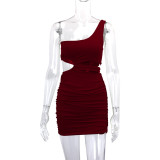 Single Shoulder Hollow Out Mini Dress YMYF-9249