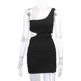 Single Shoulder Hollow Out Mini Dress YMYF-9249