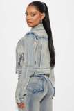 Fashion Wash Patchwork Denim Two Piece Pants Set YMEF-52065