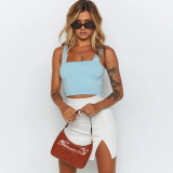 Sexy Solid Color Sleeveless Tank Tops YMYF-0893