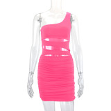 Single Shoulder Hollow Out Sexy Mini Dress YMYF-9257