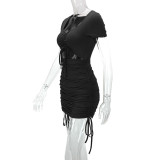 Hollow Out Short Sleeve Bandage Dress YMYF-9225