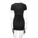 Hollow Out Short Sleeve Bandage Dress YMYF-9225