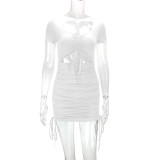 Hollow Out Short Sleeve Bandage Dress YMYF-9225