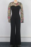 Mesh Embroidered Patchwork Skinny Jumpsuit GWDS-241210