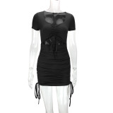 Hollow Out Short Sleeve Bandage Dress YMYF-9225