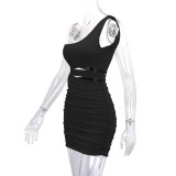 Single Shoulder Hollow Out Mini Dress YMYF-9249