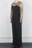 Mesh Embroidered Patchwork Skinny Jumpsuit GWDS-241210