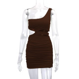 Single Shoulder Hollow Out Mini Dress YMYF-9249