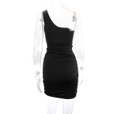 Single Shoulder Hollow Out Sexy Mini Dress YMYF-9257