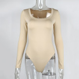 Long Sleeve Sollid Color Bodysuit GZJF-12006
