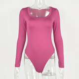Long Sleeve Sollid Color Bodysuit GZJF-12006