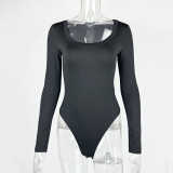 Long Sleeve Sollid Color Bodysuit GZJF-12006