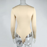 Long Sleeve Sollid Color Bodysuit GZJF-12006