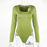 Long Sleeve Sollid Color Bodysuit GZJF-12006