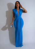 Sexy V Neck Sleeveless Maxi Dress GTYZ-7375
