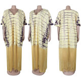 Loose Casual Print Tassel Midi Dress GTYZ-7411
