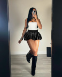 Satin Mini Pleated Bubble Skirt QXLB-10088