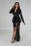 Solid Color Tie Up Tops Split Pants Suit GFDY-1306