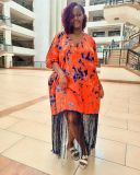 Loose Casual Print Tassel Midi Dress GTYZ-7411