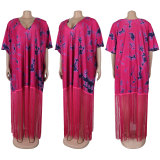 Loose Casual Print Tassel Midi Dress GTYZ-7411