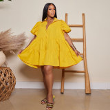 Plus Size Casual Solid Color Loose Dress GTYZ-7274