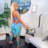 Backless Tie Up Halterneck Print Jumsuit WUM-2148