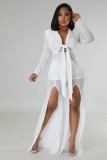 Solid Color Tie Up Tops Split Pants Suit GFDY-1306