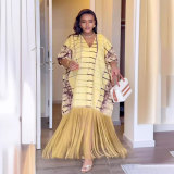 Loose Casual Print Tassel Midi Dress GTYZ-7411