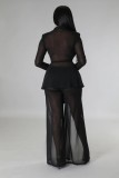 Solid Color Tie Up Tops Split Pants Suit GFDY-1306