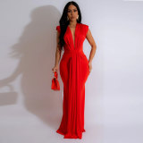Sexy V Neck Sleeveless Maxi Dress GTYZ-7375