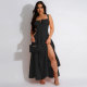 Sleeveless Solid Color Sling Maxi Dress GTYZ-7369