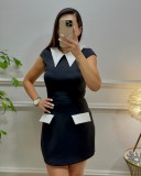 Solid Color Short Sleeve Mini Dress GTYZ-7419