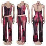 Sexy Backless Print Mesh Jumpsuit GTYZ-7447