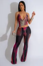 Sexy Backless Print Mesh Jumpsuit GTYZ-7447
