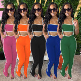 Sexy Solid Color Wrap Chest Overall 2 Piece Set GTYZ-7398