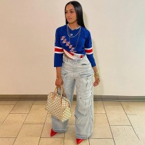 Fashion Loose Patchwork Straight Jean GSYI-8633
