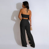 Sexy Holes Halterneck Two Piece Pants Set GTYZ-7436