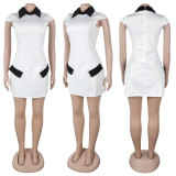 Solid Color Short Sleeve Mini Dress GTYZ-7419