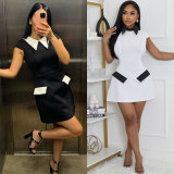 Solid Color Short Sleeve Mini Dress GTYZ-7419