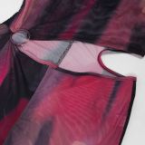 Sexy Backless Print Mesh Jumpsuit GTYZ-7447