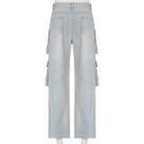 Fashion Loose Patchwork Straight Jean GSYI-8633