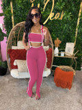 Sexy Solid Color Wrap Chest Overall 2 Piece Set GTYZ-7398