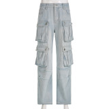 Fashion Loose Patchwork Straight Jean GSYI-8633